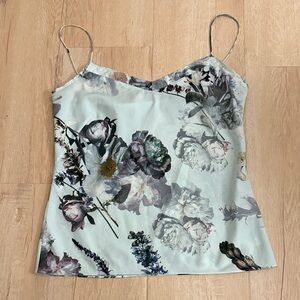 Ted Baker Floral Camisole in Soft Gray and Cream, Size 2, Medium